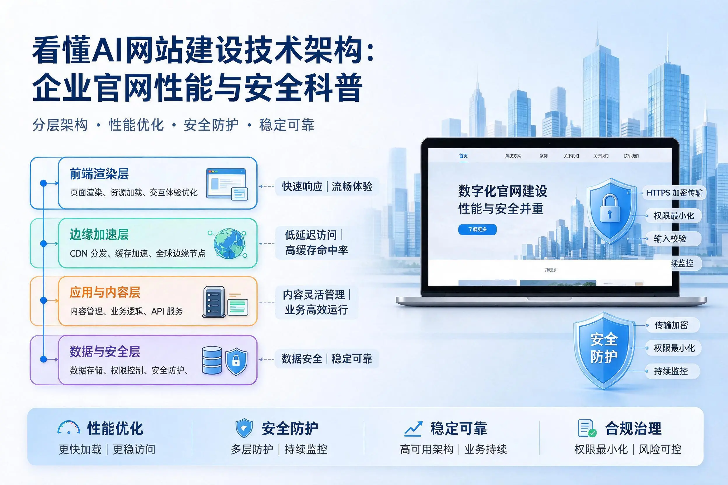 看懂AI网站建设技术架构：南宁企业官网性能与安全科普