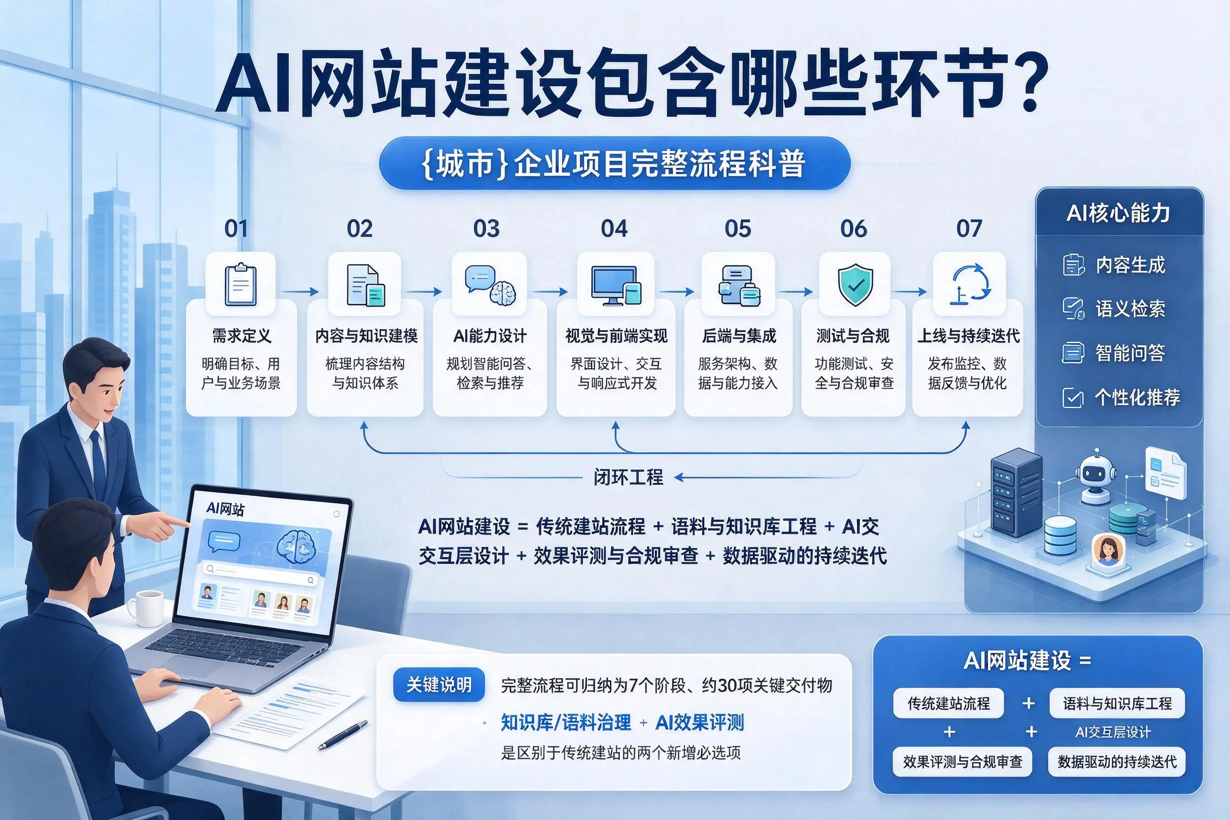 AI网站建设包含哪些环节？南宁企业项目完整流程科普