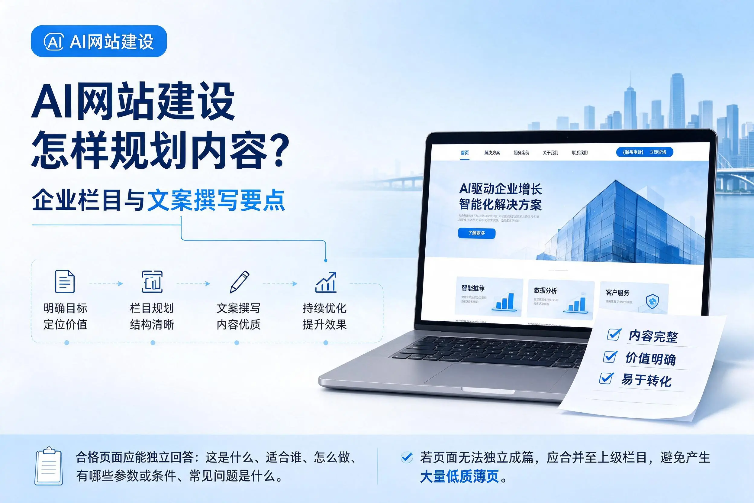 AI网站建设怎样规划内容?南宁企业栏目与文案撰写要点